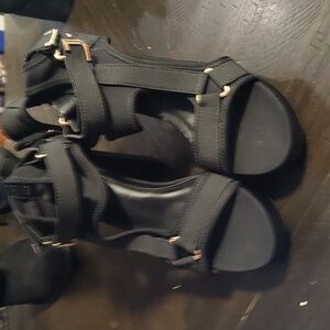 Black Strappy Sandals, US 13